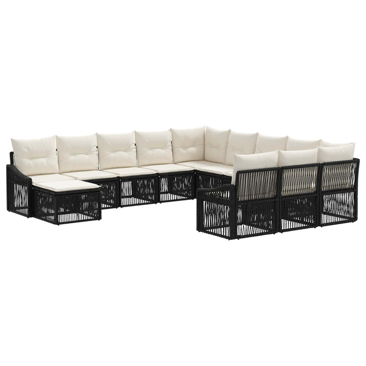 Havesofa Sæt 12 stk. Sort polyrattan