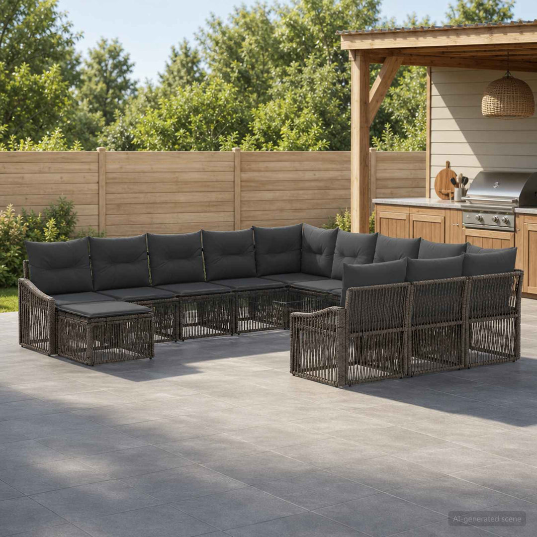 Havesofa Sæt 12 stk. Grå polyrattan