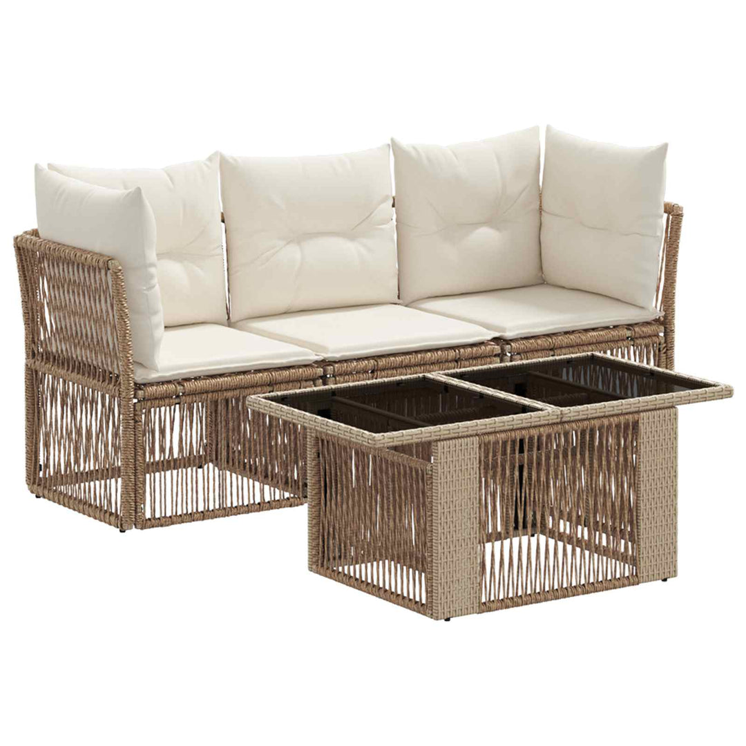 Havesofa Sæt 4 stk. Beige polyrattan