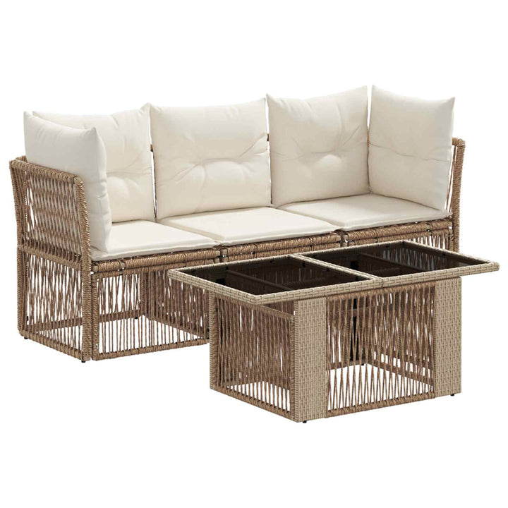 Havesofa Sæt 4 stk. Beige polyrattan