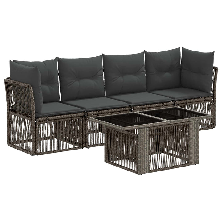 Havesofa Sæt 5 stk. Grå polyrattan
