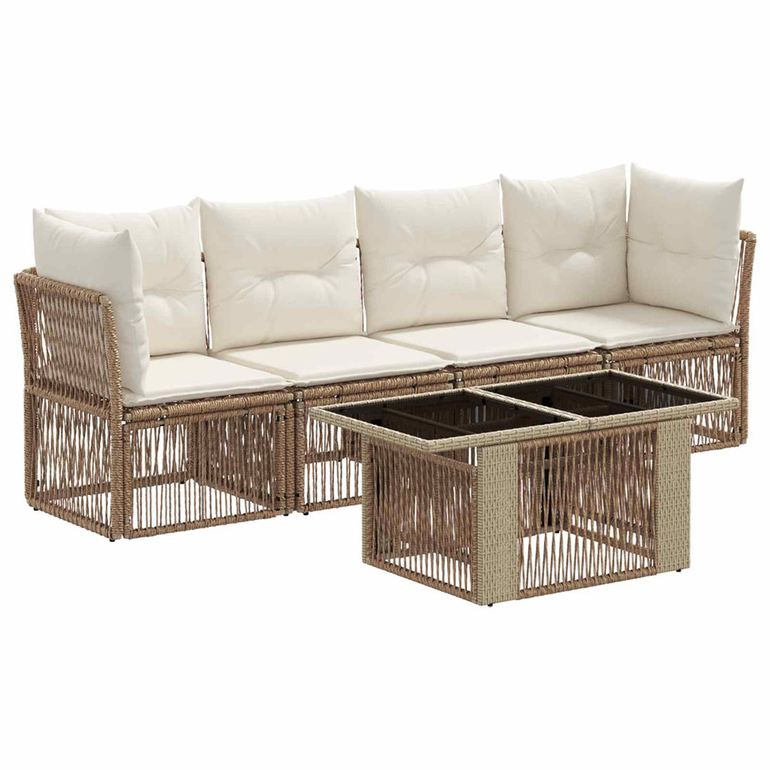 Havesofa Sæt 5 stk. Beige polyrattan