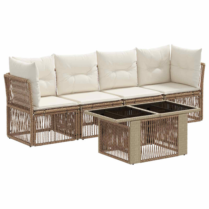 Havesofa Sæt 5 stk. Beige polyrattan