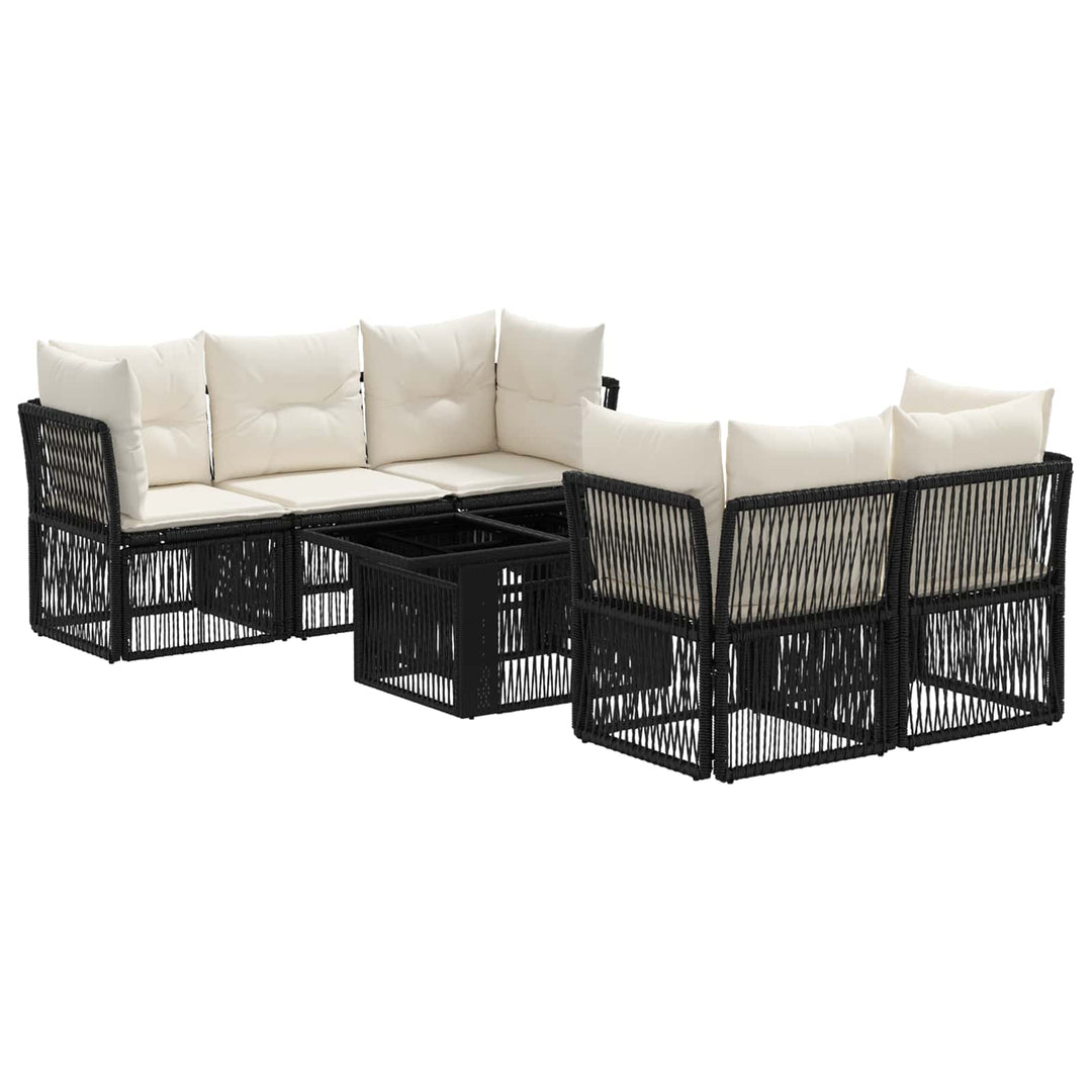 Havesofa Sæt 6 stk. Sort polyrattan