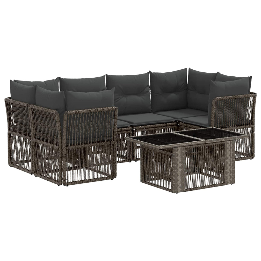 Havesofa Sæt 7 stk. Grå polyrattan