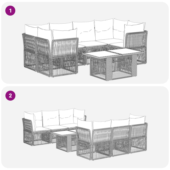 Havesofa Sæt 7 stk. Grå polyrattan