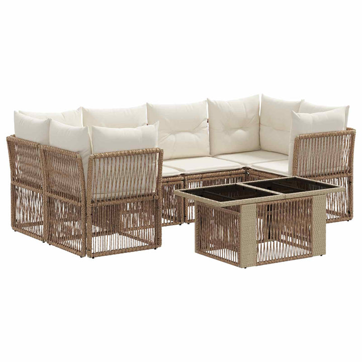 Havesofa Sæt 7 stk. Beige polyrattan