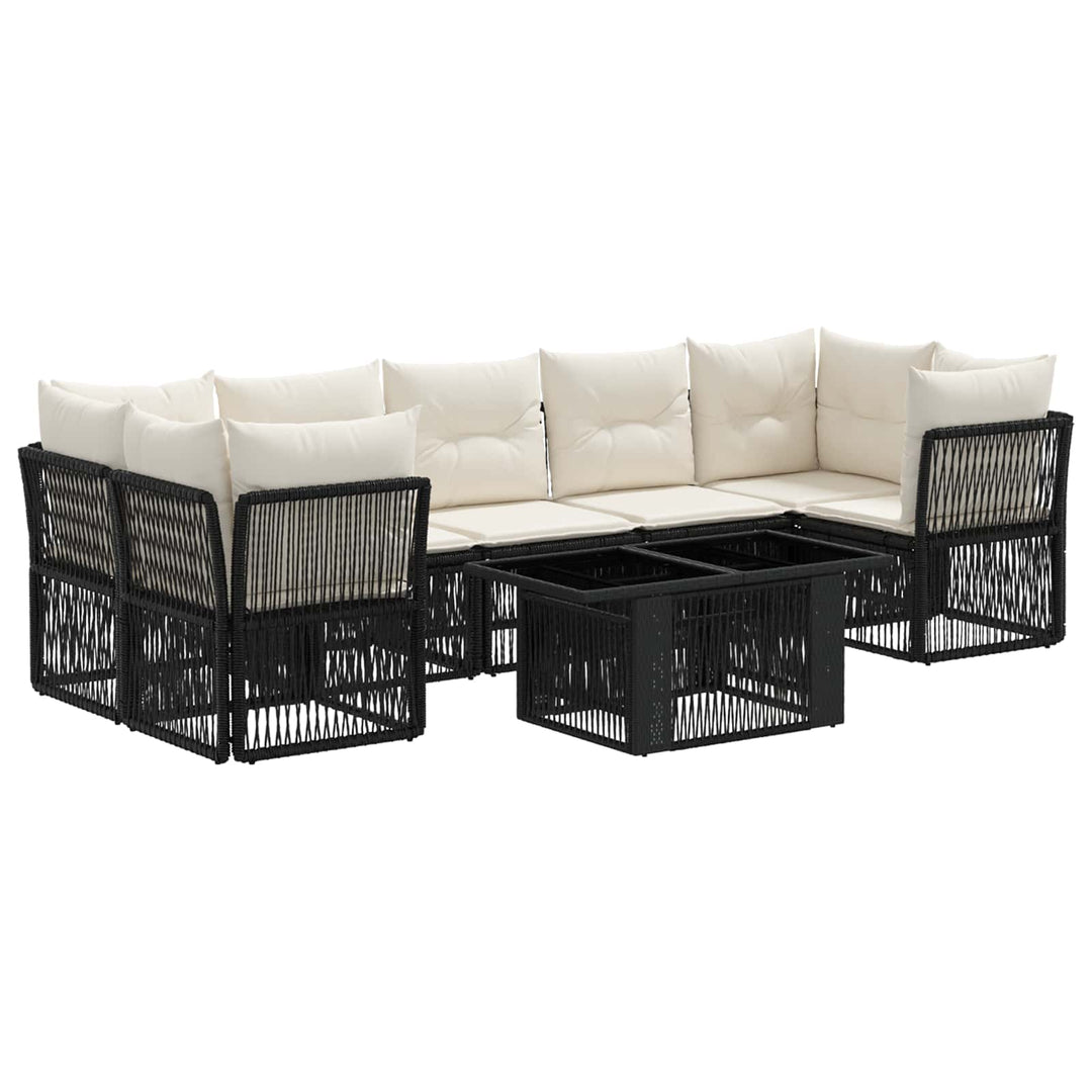 Havesofa Sæt 8 stk. Sort polyrattan
