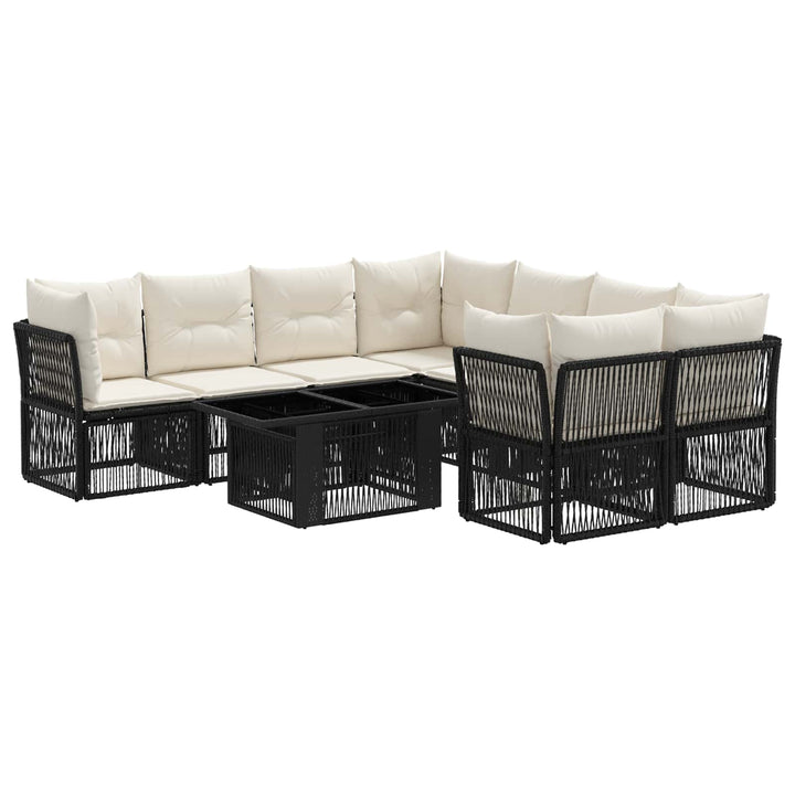 Havesofa Sæt 9 stk. Sort polyrattan