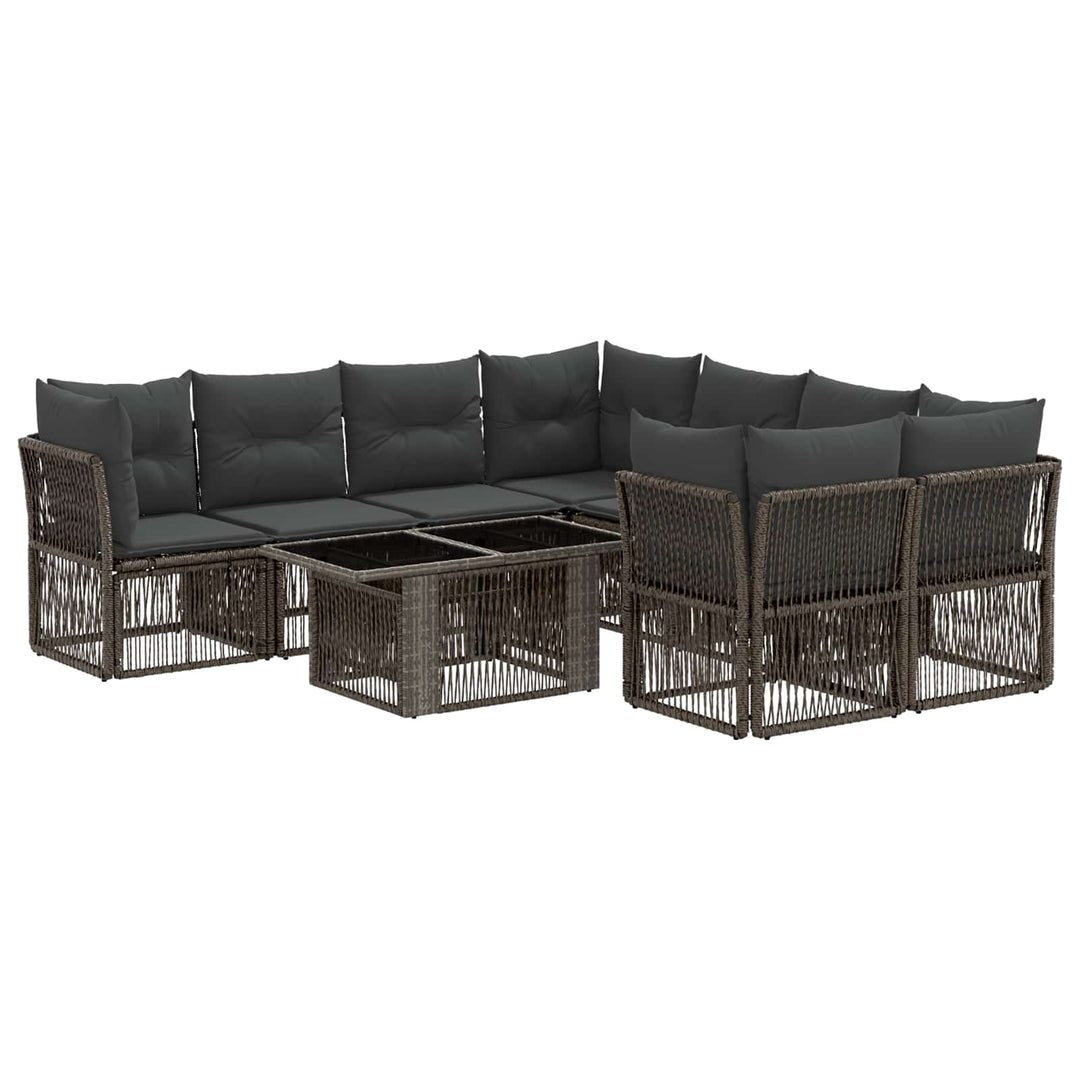 Havesofa Sæt 9 stk. Grå polyrattan