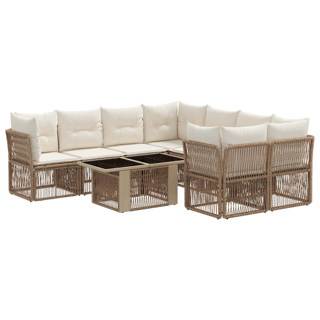 Havesofa Sæt 9 stk. Beige polyrattan