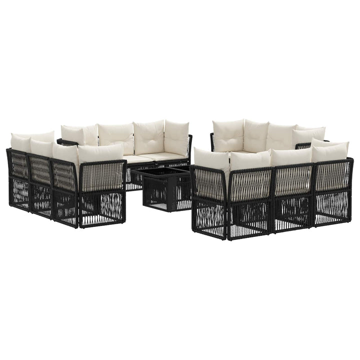 Havesofa Sæt 13 stk. Sort polyrattan