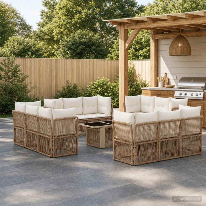 Havesofa Sæt 13 stk. Beige polyrattan