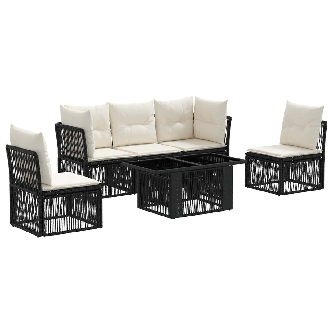 Havesofa Sæt 6 stk. Sort polyrattan