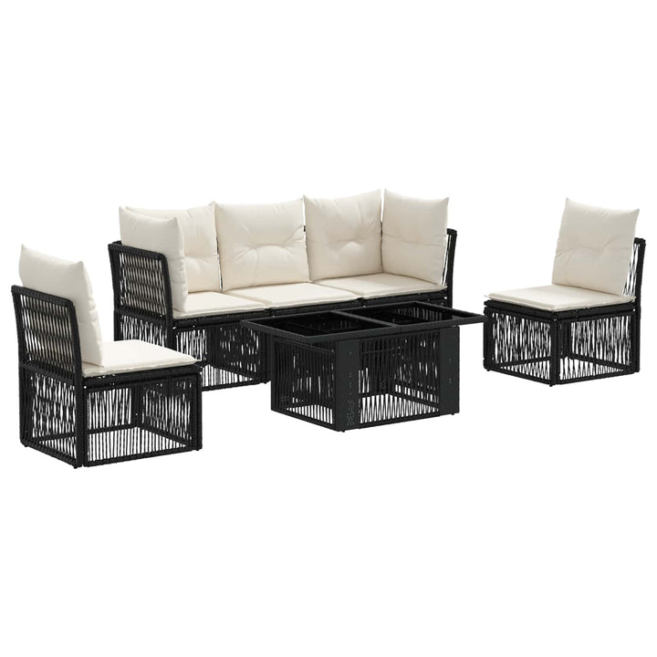 Havesofa Sæt 6 stk. Sort polyrattan