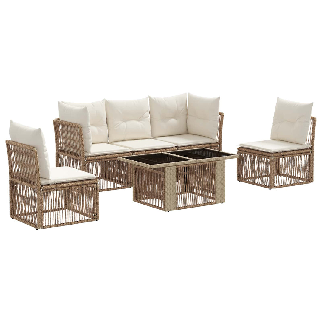 Havesofa Sæt 6 stk. Beige polyrattan