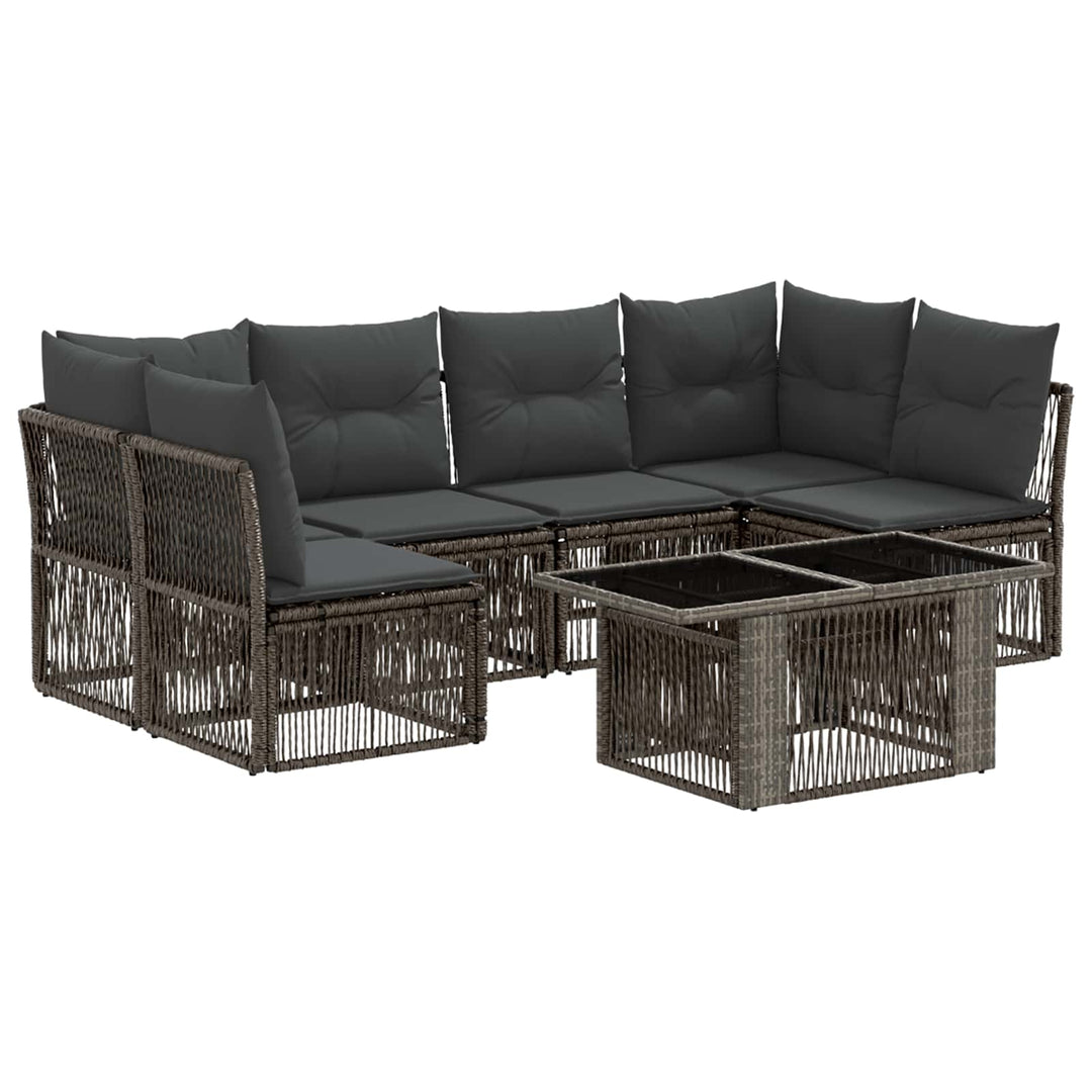 Havesofa Sæt 7 stk. Grå polyrattan