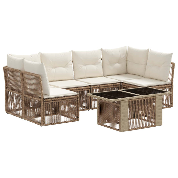 Havesofa Sæt 7 stk. Beige polyrattan
