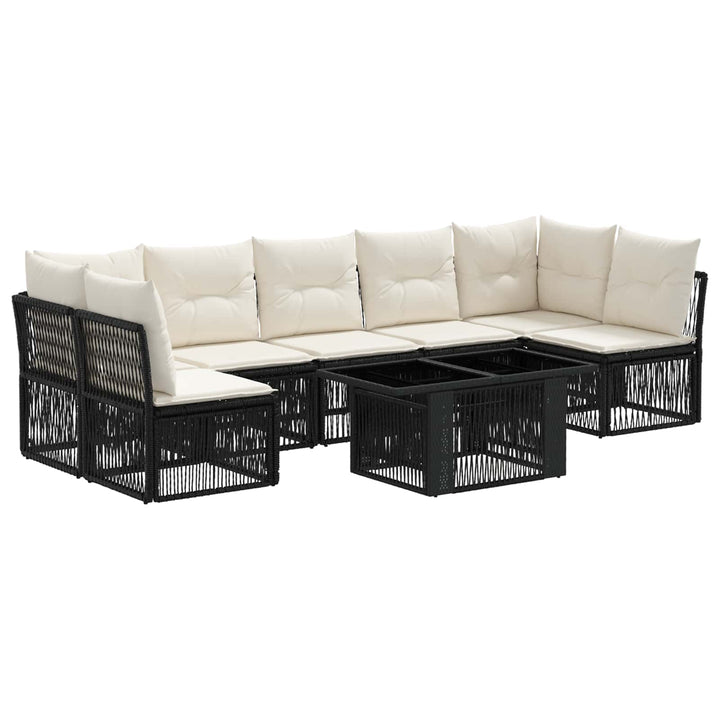 Havesofa Sæt 7 stk. Sort polyrattan