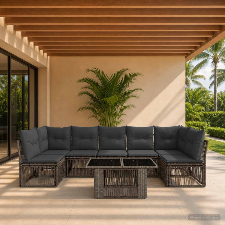 Havesofa Sæt 7 stk. Grå polyrattan