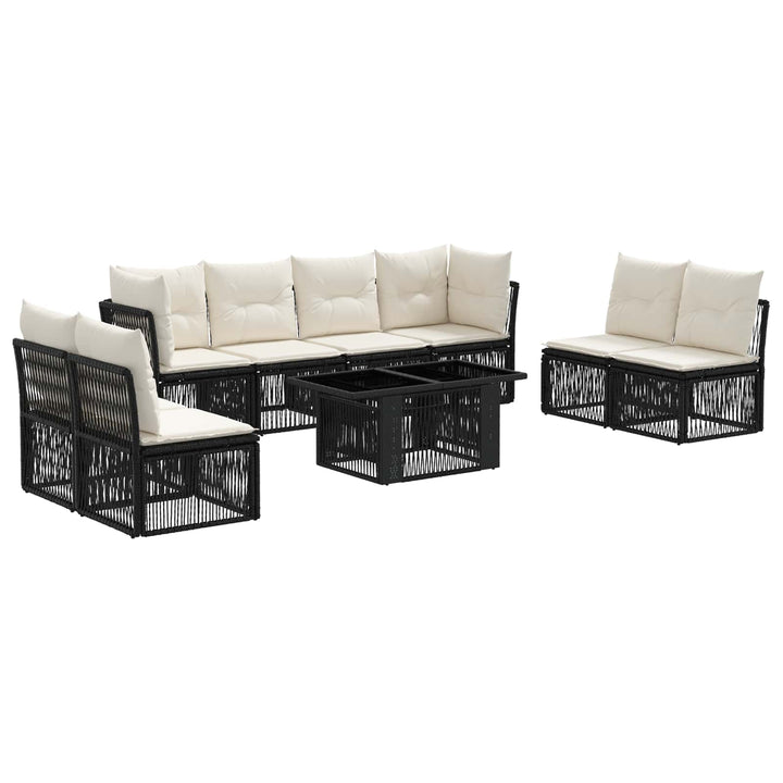 Havesofa Sæt 9 stk. Sort polyrattan