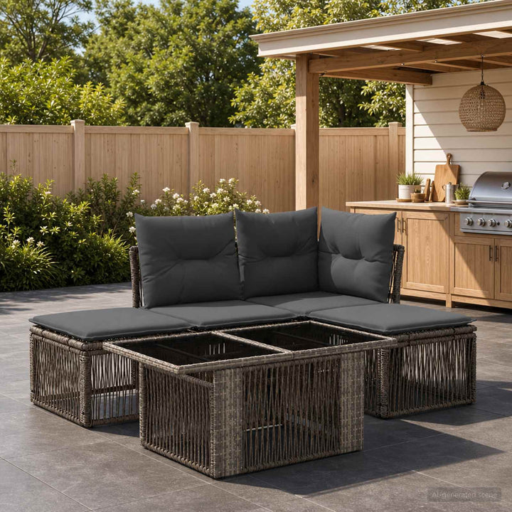 Havesofa Sæt 5 stk. Grå polyrattan