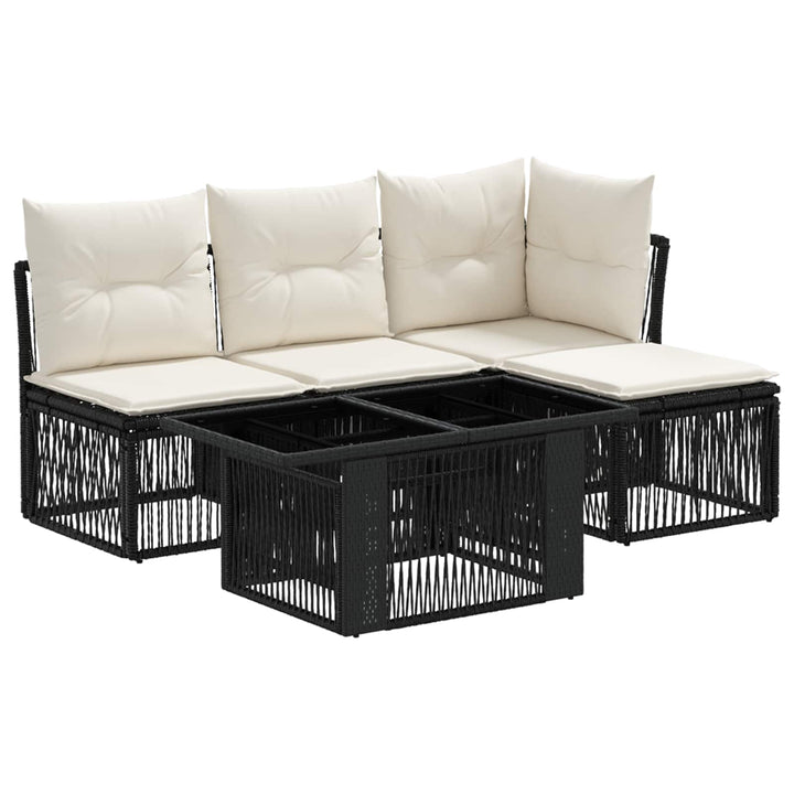 Havesofa Sæt 5 stk. Sort polyrattan