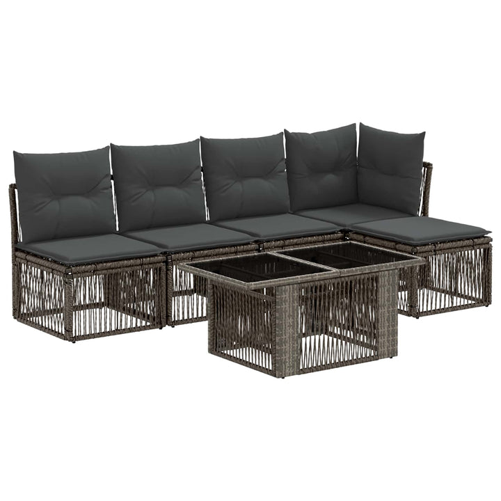Havesofa Sæt 6 stk. Grå polyrattan