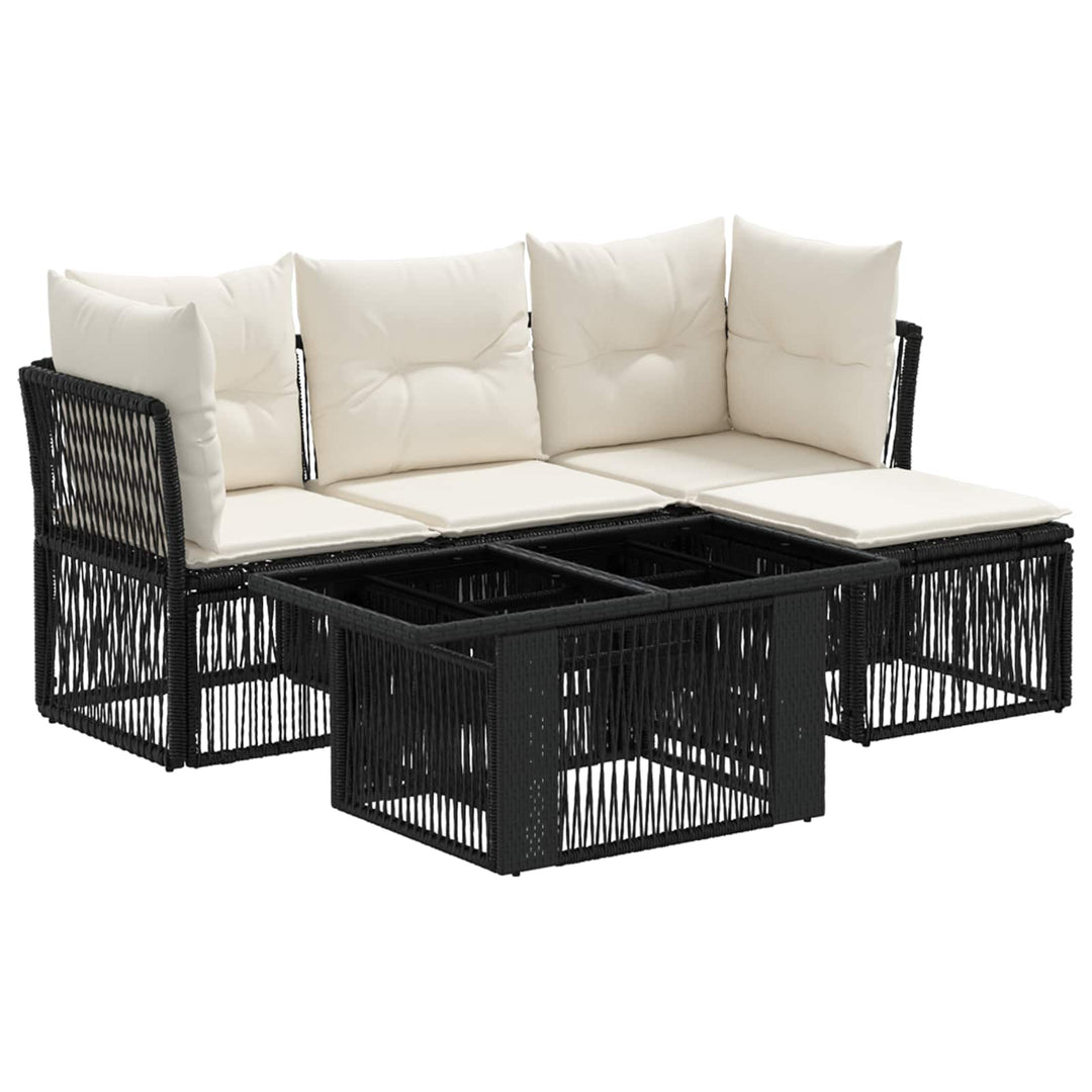 Havesofa Sæt 5 stk. Sort polyrattan