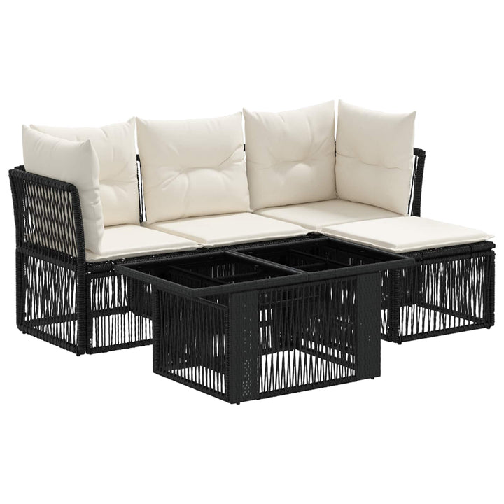 Havesofa Sæt 5 stk. Sort polyrattan