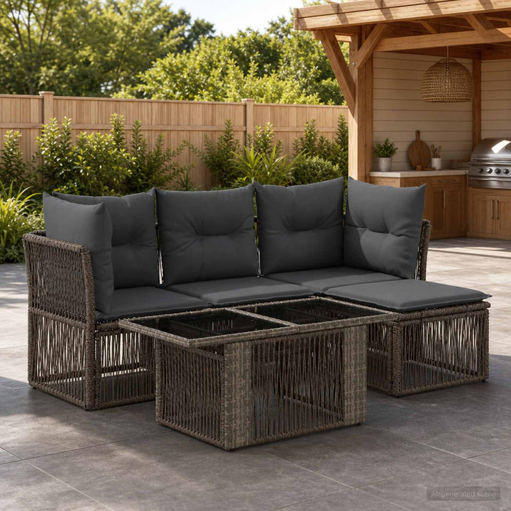 Havesofa Sæt 5 stk. Grå polyrattan