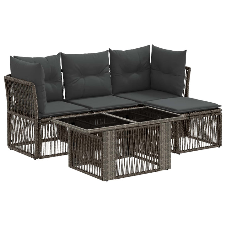 Havesofa Sæt 5 stk. Grå polyrattan