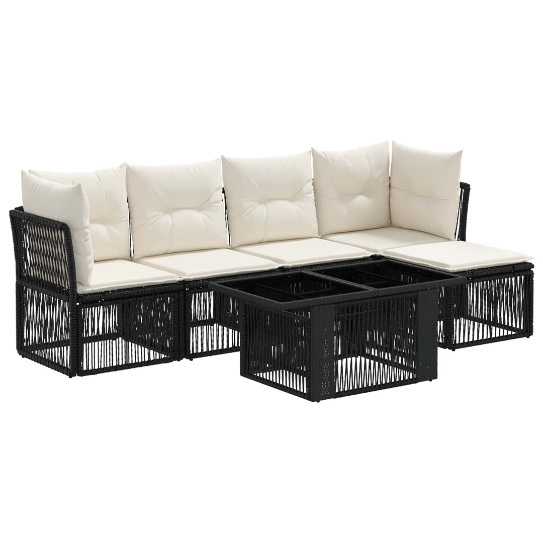 Havesofa Sæt 6 stk. Sort polyrattan