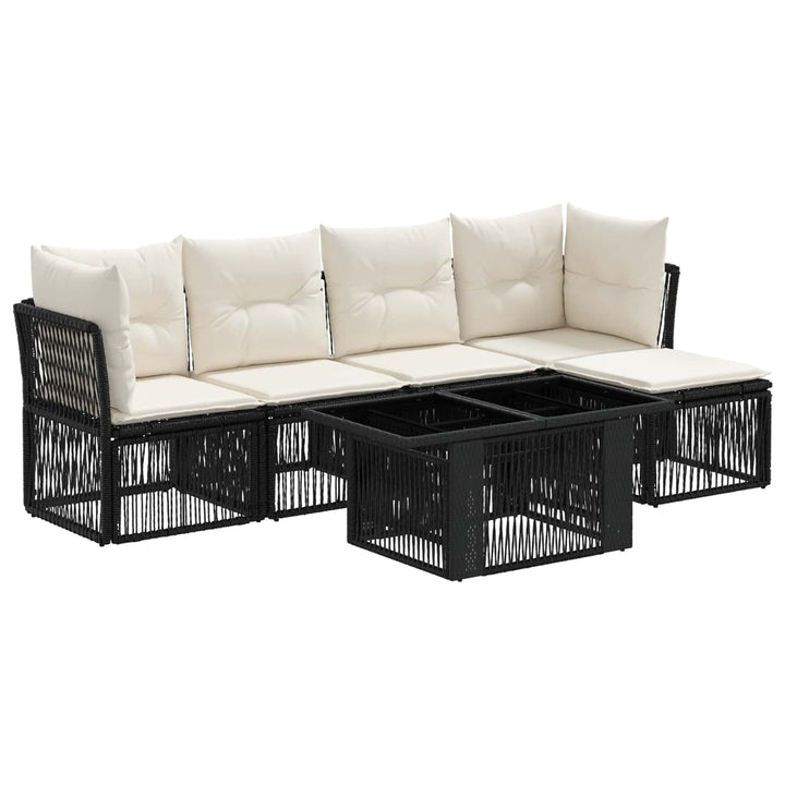 Havesofa Sæt 6 stk. Sort polyrattan