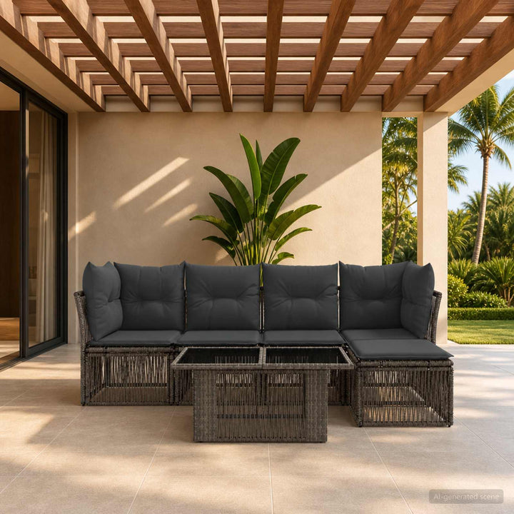 Havesofa Sæt 6 stk. Grå polyrattan