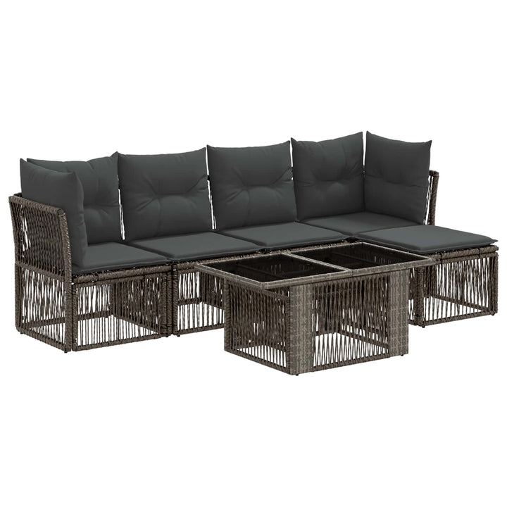 Havesofa Sæt 6 stk. Grå polyrattan