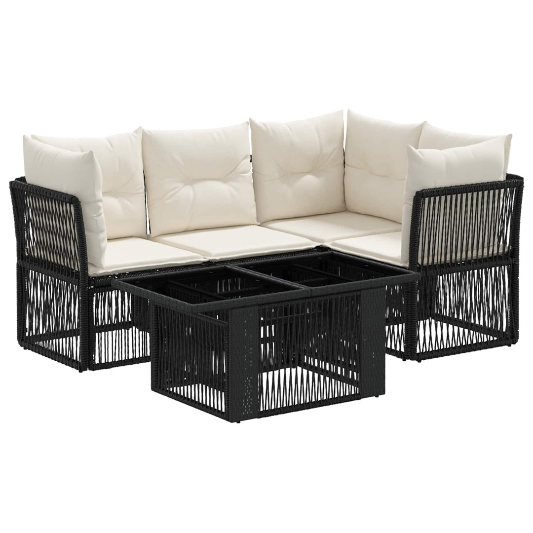 Havesofa Sæt 5 stk. Sort polyrattan