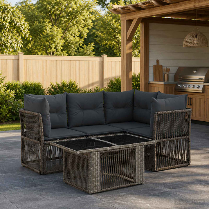 Havesofa Sæt 5 stk. Grå polyrattan