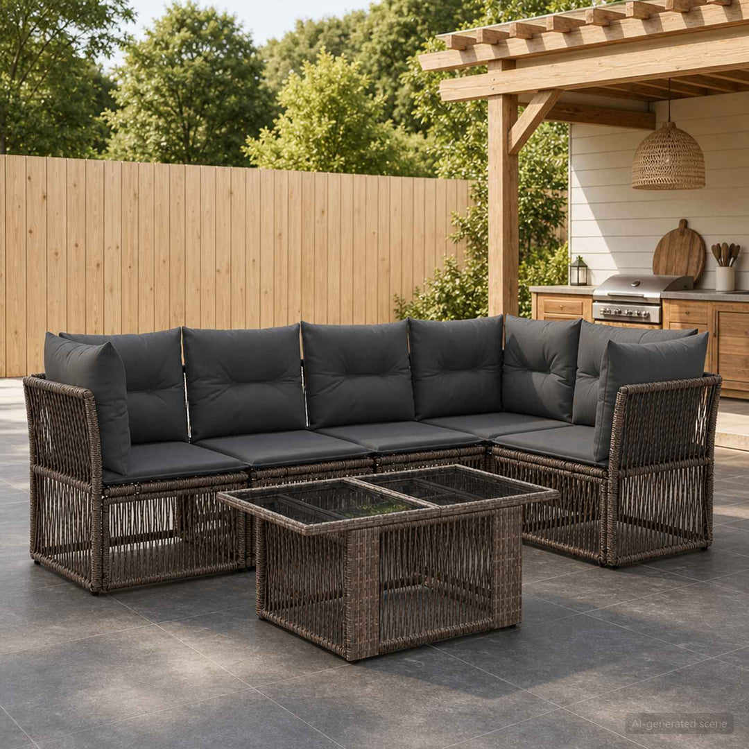 Havesofa Sæt 6 stk. Grå polyrattan