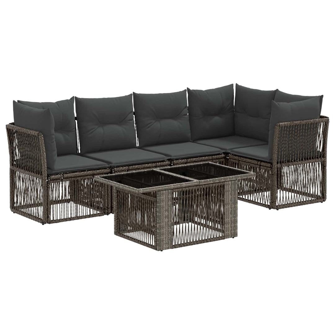 Havesofa Sæt 6 stk. Grå polyrattan