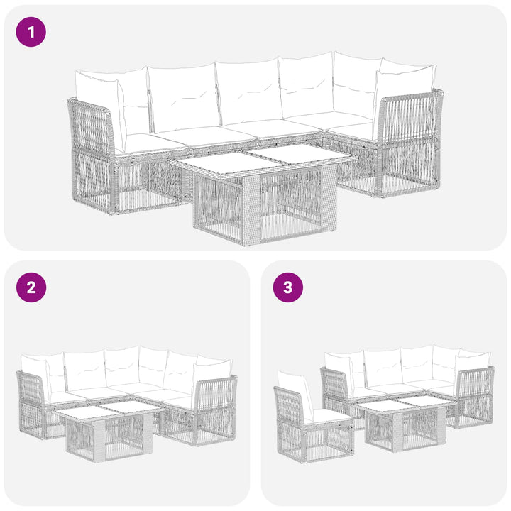 Havesofa Sæt 6 stk. Beige polyrattan