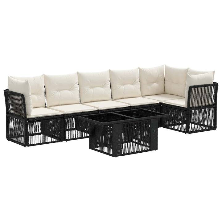 Havesofa Sæt 7 stk. Sort polyrattan