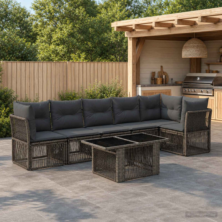 Havesofa Sæt 7 stk. Grå polyrattan