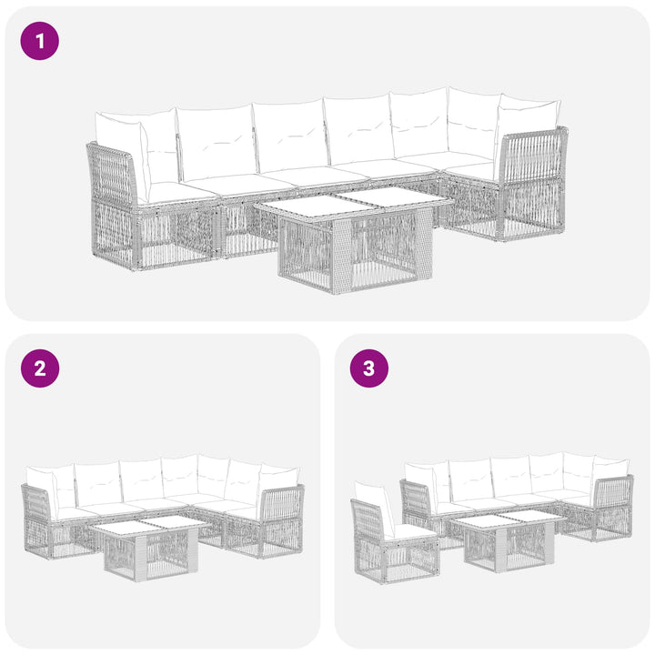 Havesofa Sæt 7 stk. Grå polyrattan