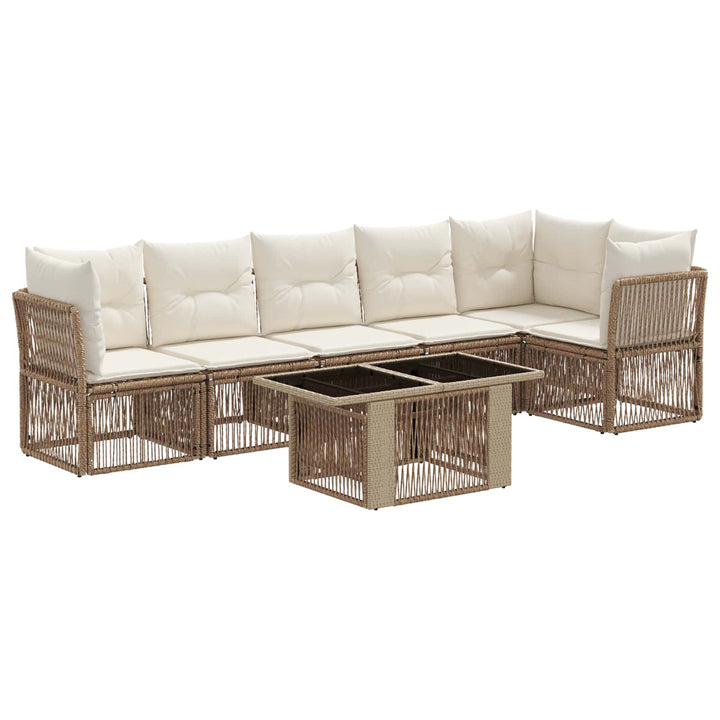 Havesofa Sæt 7 stk. Beige polyrattan