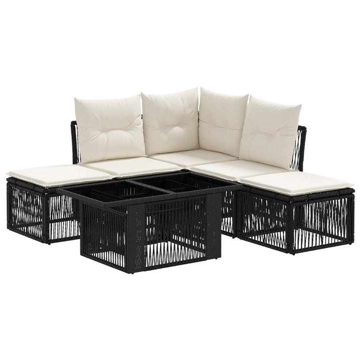 Havesofa Sæt 6 stk. Sort polyrattan