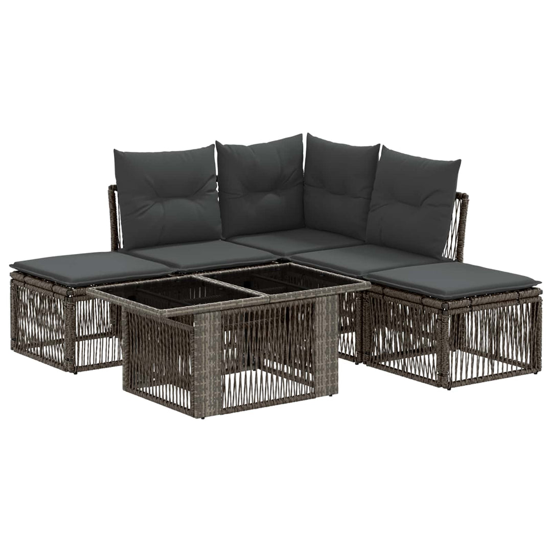 Havesofa Sæt 6 stk. Grå polyrattan