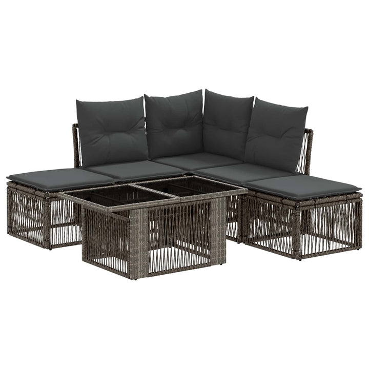 Havesofa Sæt 6 stk. Grå polyrattan