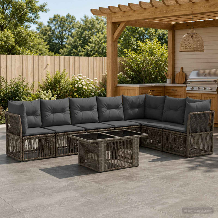 Havesofa Sæt 8 stk. Grå polyrattan