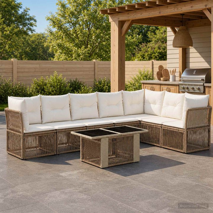 Havesofa Sæt 8 stk. Beige polyrattan